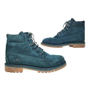 Timberland Boots Boys 6 Emerald Green Blue Waterproof Lugged Nubuck Leather
